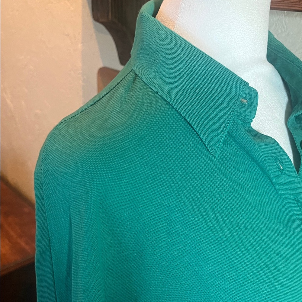 LACOSTE + Malandrino Green Batwing 1/4 Sleeve Fitted Polo Hirt, size S - Picture 5 of 10